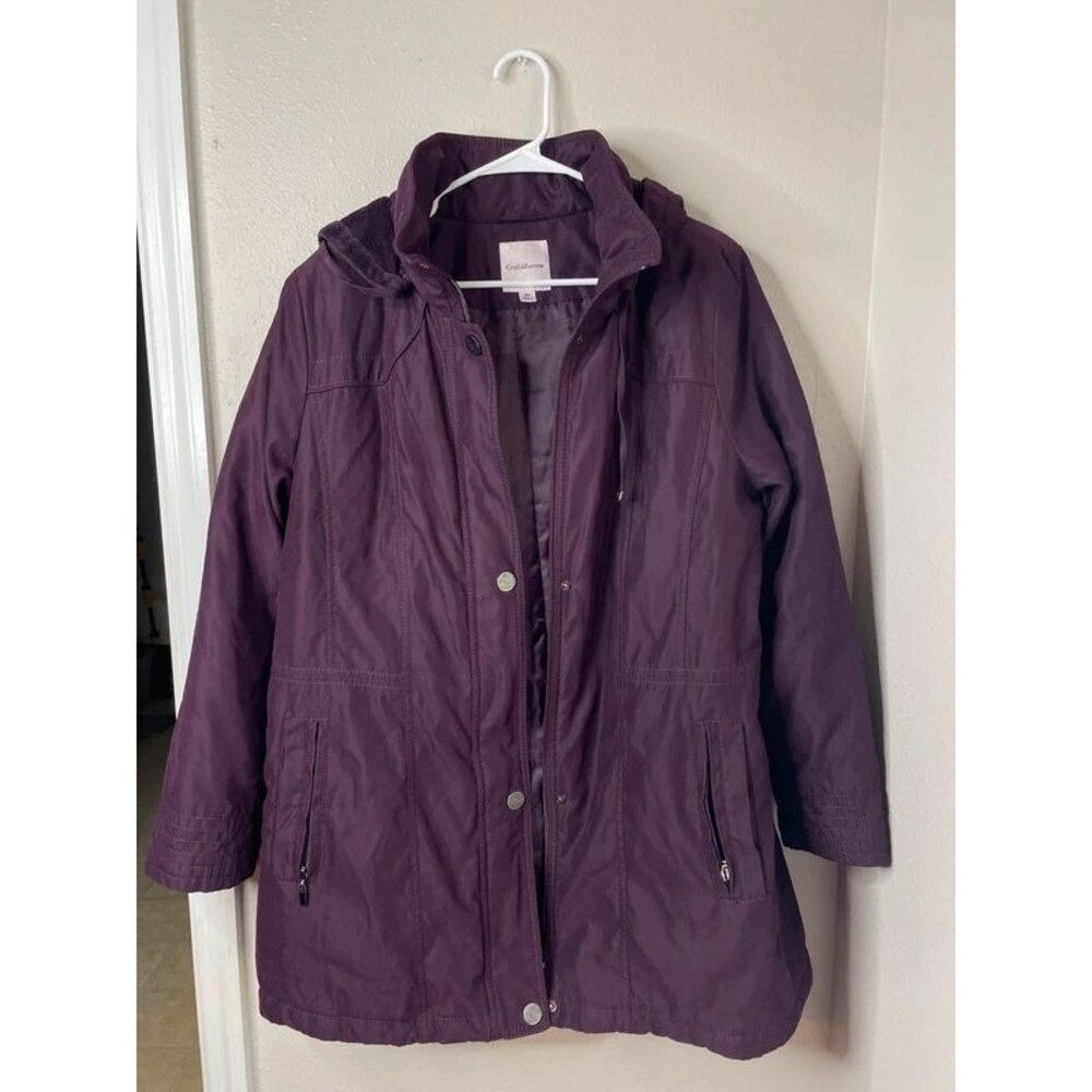 Croft & Barrow Women’s XL Purple Hooded Mid Length Coat Jacket